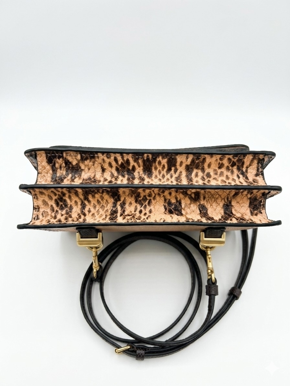 Coach Foldover Belt Bag Crossbody Shell Pink Sig Brown Snake Embossed C7618 - Picture 6 of 9